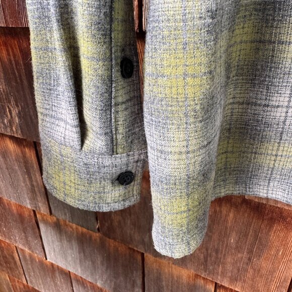 New Pendleton Virgin Wool Sage/Gray Plaid Zip Front Hoodie Jacket Women's Large - Picture 6 of 11
